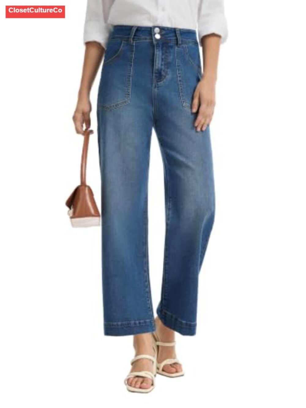 High Waisted Straight Leg Jeans Baggy Denim Pants for Women Stretchy
